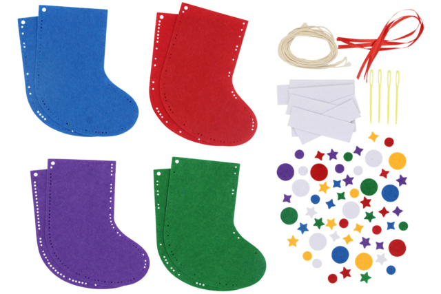Felt Christmas Stockings to Embroider - 4 Pieces - 3 - Christmas Creative Kits for Children - 10doigts.com - Kits créatifs de Noël pour les enfants - 10doigts.fr