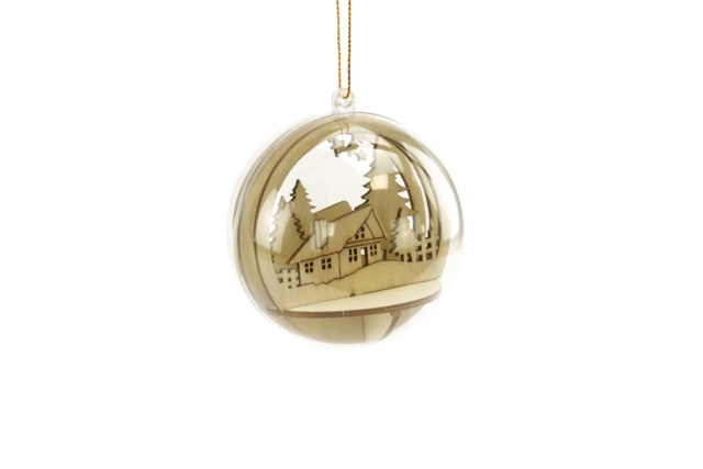 Kit de manualidades de 10 bolas de Navidad transparentes con escena de madera para montar y decorar - Boules de Noël DIY - 10doigts.fr
