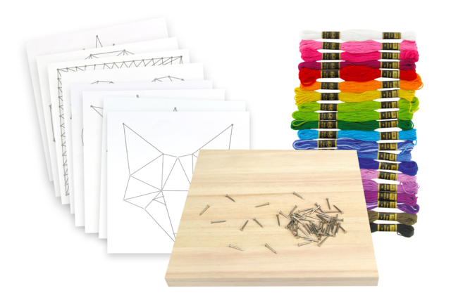 Assorted String Art Frame Kit - 8 Pieces - 1 - String Art - 10doigts.com - String Art pour enfants : l'art de créer avec des fils - 10doigts.fr