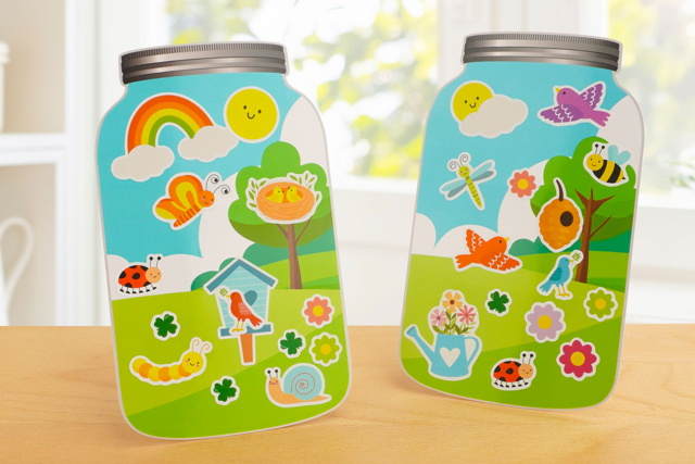 Kit de 4 mini mundos "Primavera" - Kits créatifs avec gommettes : le plein d’idées pour les petits artistes - 10doigts.fr