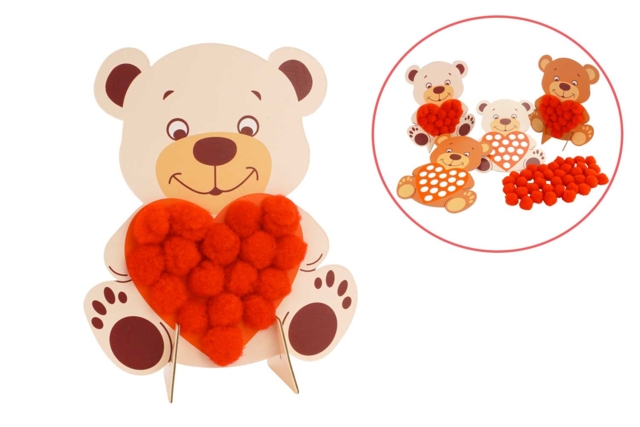 Kit de 4 ositos de cartón con pompones - Kits créatifs Fête des Mères : des coffrets tout-en-un pour fabriquer vos cadeaux pour maman - 10doigts.fr