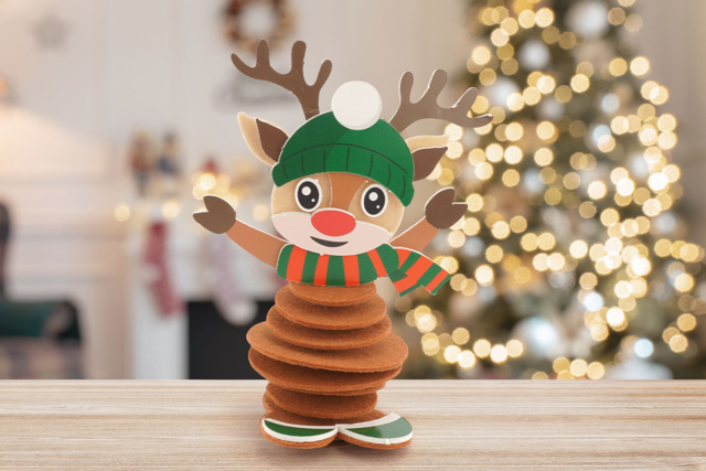 Kit de 6 renos de Navidad en ronda de fieltro - Kits créatifs de Noël pour les enfants - 10doigts.fr
