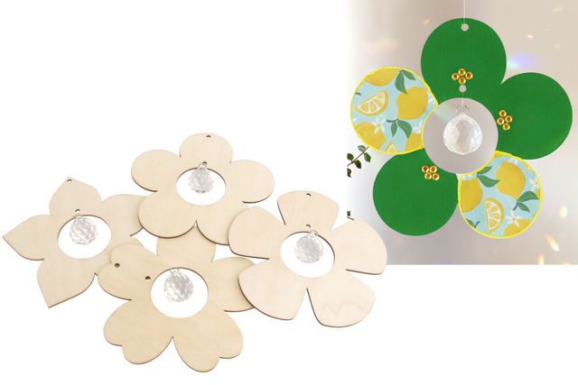Kit atrapasol de madera - 4 unidades - Suspensions et déco murale en bois à décorer - 10doigts.fr