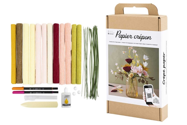 Crepe Paper Flower Kit - Autumn Bouquet - 1 - Crepe paper flowers - 10doigts.com - Fleurs en papier crépon : créez des bouquets éternels - 10doigts.fr