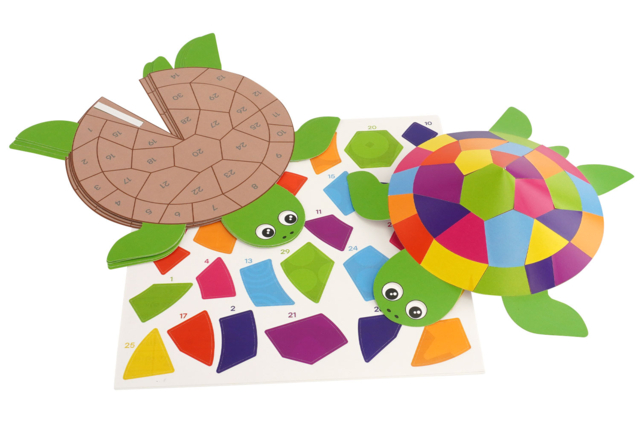 Kit Gomets con número : 4 tortugas 3D educativas - Kits créatifs avec gommettes : le plein d’idées pour les petits artistes - 10doigts.fr
