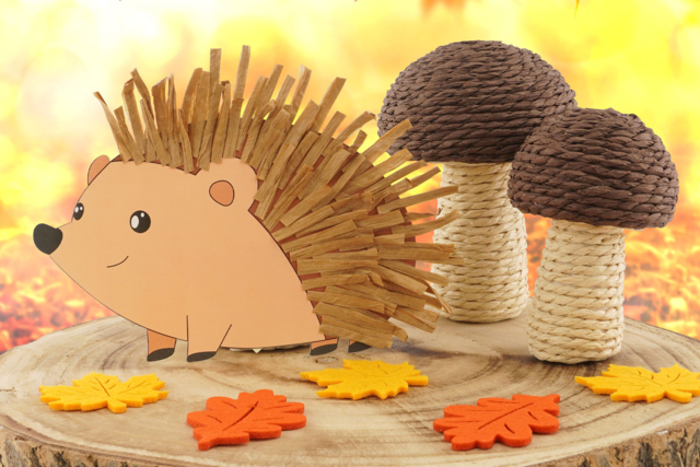 Hedgehog Raffia Kit - 4 Pieces - 2 - Creative Autumn Kits - 10doigts.com - Kits créatifs d'automne : des activités clé en main pour les enfants - 10doigts.fr