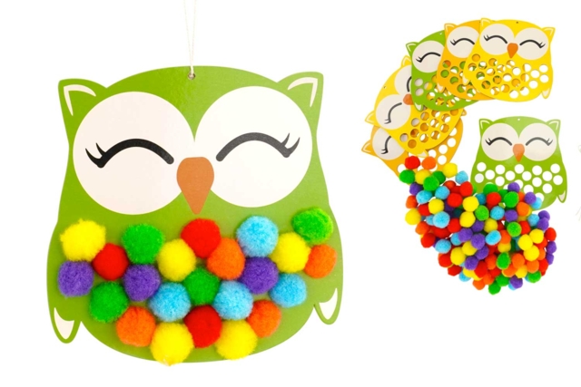Pom Pom Owl Kit - 6 Pieces - 1 - Creative Autumn Kits - 10doigts.com - Kits créatifs d'automne : des activités clé en main pour les enfants - 10doigts.fr