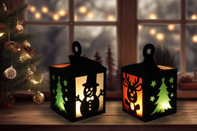 Christmas Stained Glass Lantern Kit - 4 Pieces - 1 - Christmas Lanterns - 10doigts.com - Photophores de Noël à décorer - 10doigts.fr