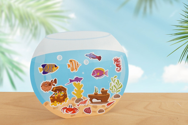 Kit mini mundos gomets Acuario - 4 unidades - Kits créatifs avec gommettes : le plein d’idées pour les petits artistes - 10doigts.fr