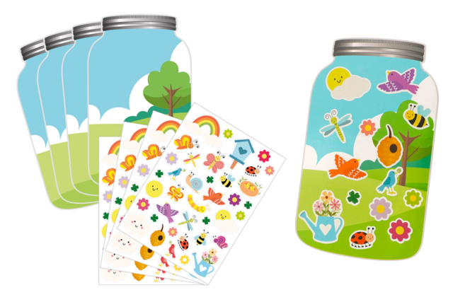 Kit mini mundos gomets "Primavera" - 4 unidades - Kits créatifs avec gommettes : le plein d’idées pour les petits artistes - 10doigts.fr