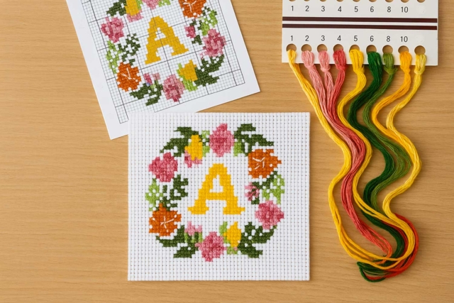 Cross Stitch Kit: Personalized Monogram - 2 - Sewing Kits - 10doigts.com - Kits Mercerie - 10doigts.fr