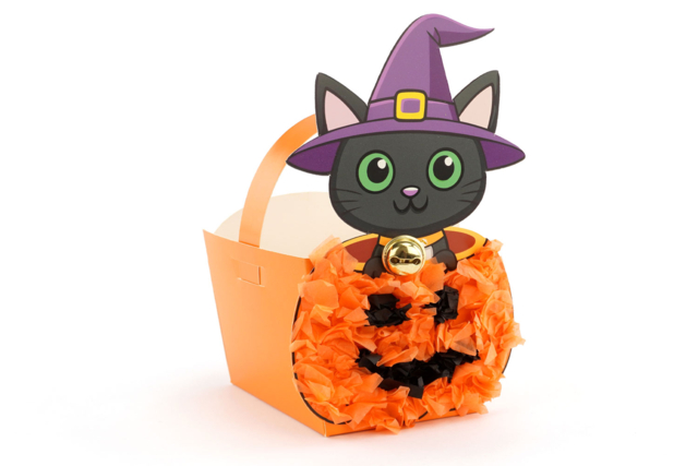 Kit cestas gato calabaza papel de seda - Sacs à bonbons Halloween - 10doigts.fr