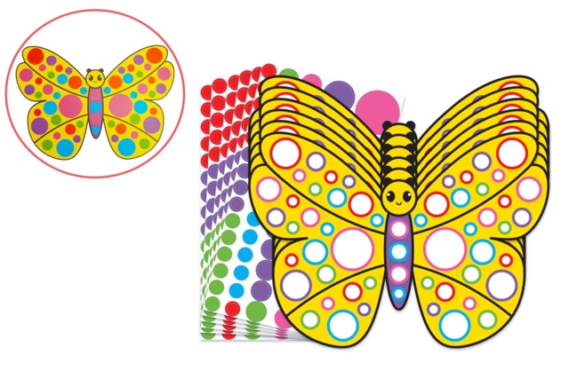 Kit de mariposas de cartón fuerte + gomets - 6 unidades - Kits créatifs avec gommettes : le plein d’idées pour les petits artistes - 10doigts.fr