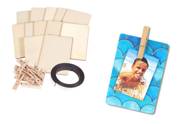 Wooden Memo Magnet Kit - 12 Pieces - 1 - Father's Day Activity Kits - 10doigts.com - Kits créatifs Fête des Pères : des coffrets tout-en-un pour papa - 10doigts.fr