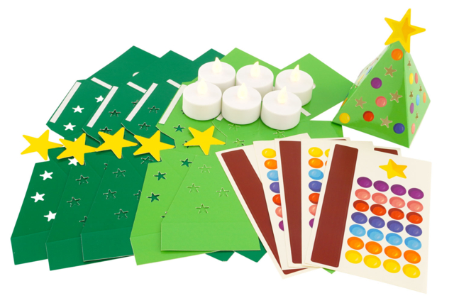 Kit de árboles luminosos + velas y gomets - Photophores de Noël à décorer - 10doigts.fr