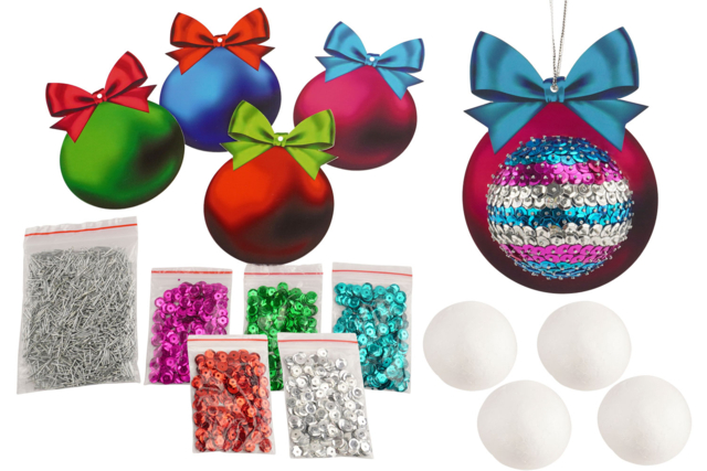 Kit lentejuelas navideñas - Boules de Noël DIY - 10doigts.fr