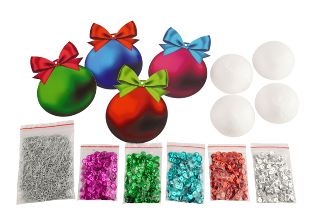 kit suspensiones bolas porexpán y lentejuelas - Boules de Noël DIY - 10doigts.fr