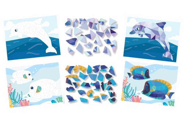 Kit cuadros de pegatinas número A5 animales marinos - 2 pcs - Kits animaux et nature : créez votre propre univers sauvage - 10doigts.fr