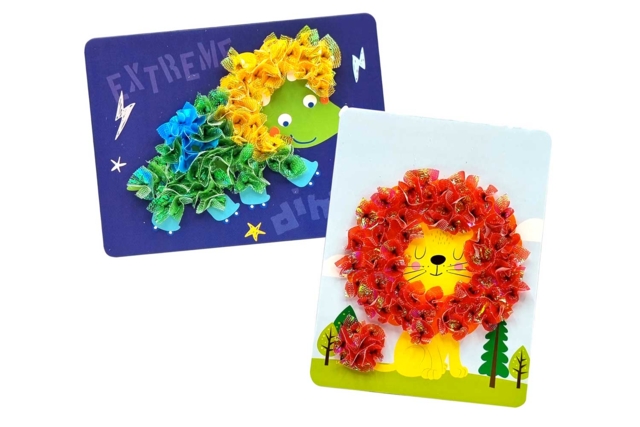Fabric Picture Kit "Lion and Dino" - 2 Models - 1 - Ready-to-use Kits - 10doigts.com - Kits clés en main - 10doigts.fr