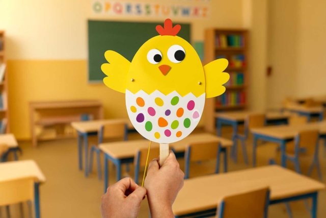 Articulated Chick Puppet - 1 - Easter Craft Kits - 10doigts.com - Kits créatifs Pâques - 10doigts.fr