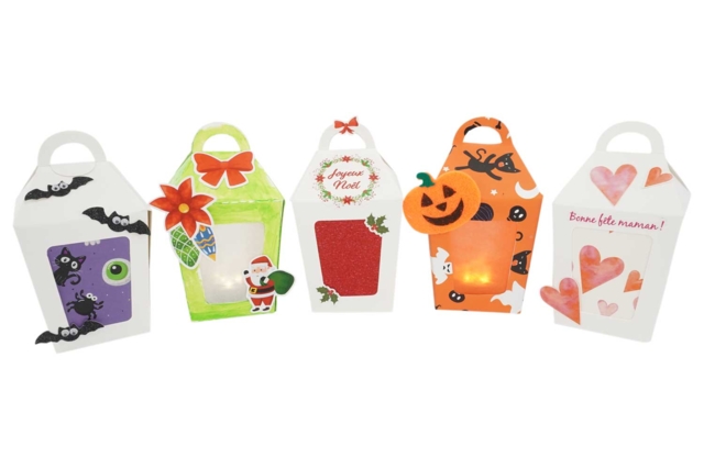 Small Lanterns to Assemble - 6 Pieces - 5 - Cardboard Boxes and Baskets - 10doigts.com - Boîtes et corbeilles en carton - 10doigts.fr