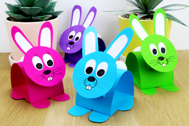 Conejos de papel - método fácil - Papiers colorés - 10doigts.fr