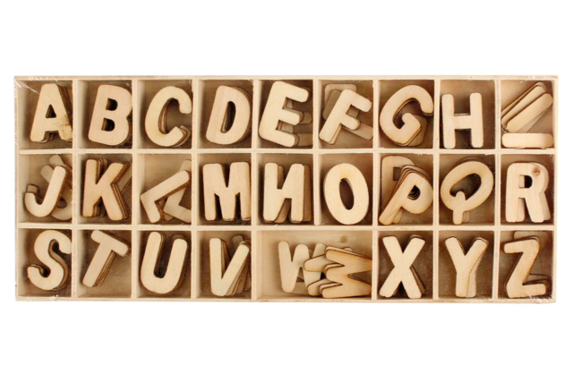 Wood Letters 2.3 cm - 130 pieces - 1 - Letters and Numbers - 10doigts.com - Lettres et Chiffres - 10doigts.fr
