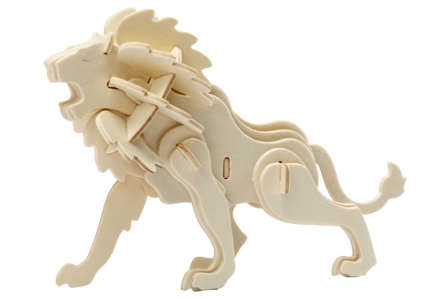 León 3D de madera natural a montar - Maquettes en bois - 10doigts.fr