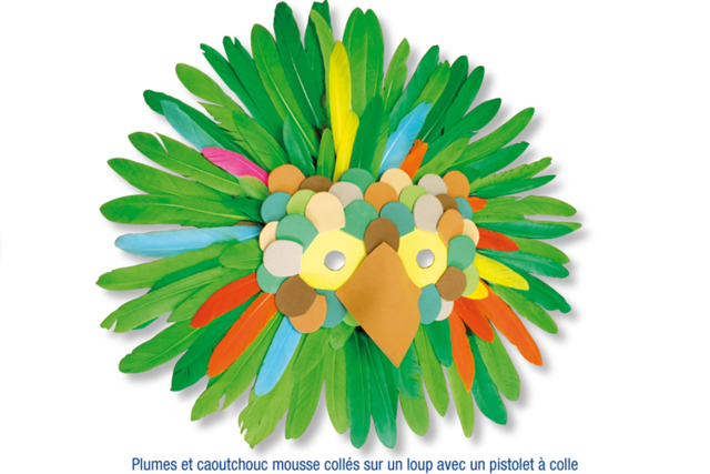 Loups à décorer avec caoutchouc souple + plumes - Masques créatifs enfants - 10doigts.fr