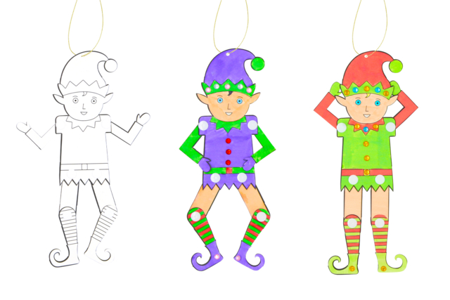 Articulated Elf Suspension Kit - 6 Pieces - 4 - Christmas Creative Kits for Children - 10doigts.com - Kits créatifs de Noël pour les enfants - 10doigts.fr