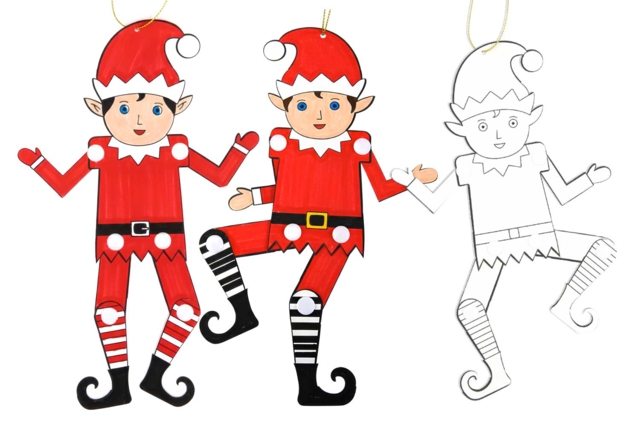 Articulated Elf Suspension Kit - 6 Pieces - 1 - Christmas Creative Kits for Children - 10doigts.com - Kits créatifs de Noël pour les enfants - 10doigts.fr
