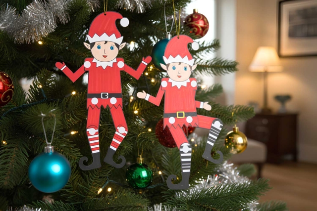 Articulated Elf Suspension Kit - 6 Pieces - 2 - Christmas Creative Kits for Children - 10doigts.com - Kits créatifs de Noël pour les enfants - 10doigts.fr