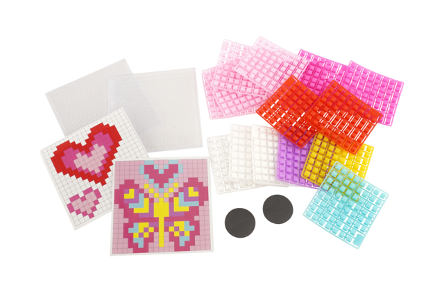 Pixel Art Magnets "Hearts and Butterfly" - 2 pieces - 2 - Magnets - 10doigts.com - Aimants et magnets créatifs pour loisirs créatifs - 10doigts.fr