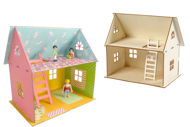 Natural Wood Model House to Assemble - 6 - Wood Models - 10doigts.com - Maquettes en bois - 10doigts.fr