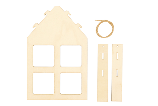 Wooden Houses with Frame Windows - 6 Pieces - 3 - Wooden Photo Frames - 10doigts.com - Cadres photo en bois à décorer - 10doigts.fr