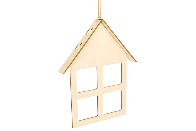 Wooden Houses with Frame Windows - 6 Pieces - 1 - Wooden Photo Frames - 10doigts.com - Cadres photo en bois à décorer - 10doigts.fr