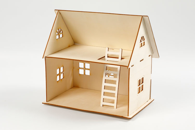Natural Wood Model House to Assemble - 1 - Wood Models - 10doigts.com - Maquettes en bois - 10doigts.fr