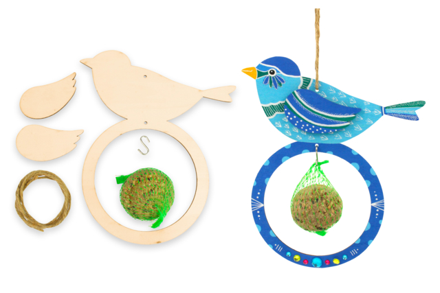 Bird Feeders + Fat Balls - 6 pcs - 1 - Wooden Birdhouses and Feeders - 10doigts.com - Nichoirs, mangeoires et refuges en bois à décorer - 10doigts.fr