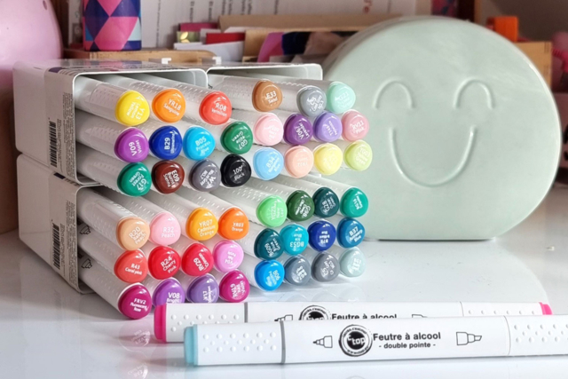 rotuladores doble punta al alcohol - Feutres pointes larges : pour des coloriages éclatants et des aplats parfaits - 10doigts.fr