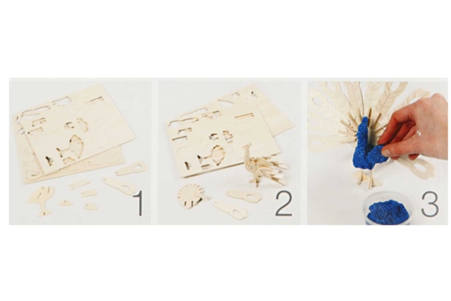 3D Natural Wood Peacock to Assemble - 3 - Wood Models - 10doigts.com - Maquettes en bois - 10doigts.fr