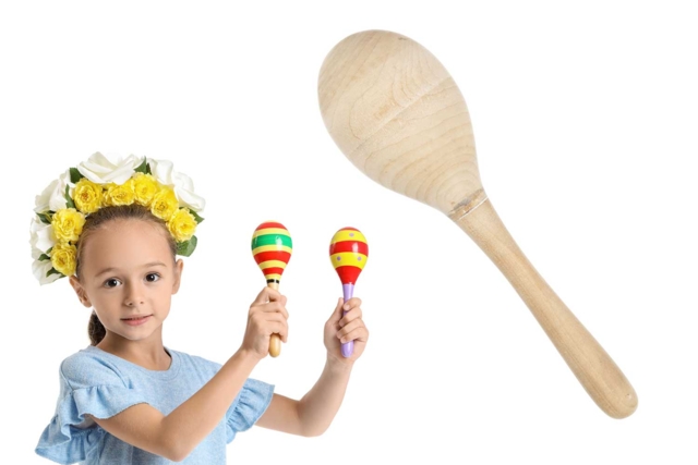 Natural Wooden Maracas - 1 - Wooden Instruments - 10doigts.com - Instruments de musique en bois à décorer - 10doigts.fr