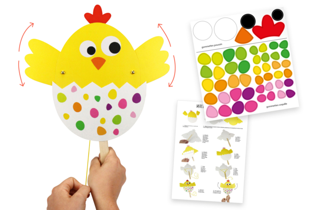 Articulated Chick Puppet - 2 - Easter Craft Kits - 10doigts.com - Kits créatifs Pâques - 10doigts.fr