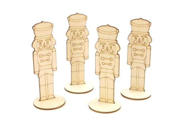Nutcracker Place Holders - 4 Pieces - 2 - Christmas Wooden Objects - 10doigts.com - Décorations de Noël en bois - 10doigts.fr