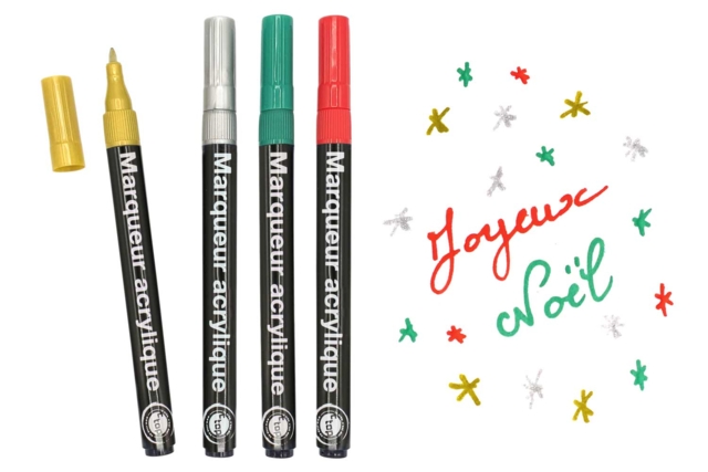 Christmas Paint Markers, Fine Tip - 4 Pieces - 2 - Paint Markers - 10doigts.com - Marqueurs peinture : l'intensité de l'acrylique au bout des doigts - 10doigts.fr