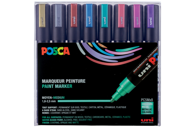 Posca Metallic Markers - 8 Colors - 3 - POSCA Markers - 10doigts.com - Marqueurs POSCA : la référence mondiale de la peinture nomade - 10doigts.fr