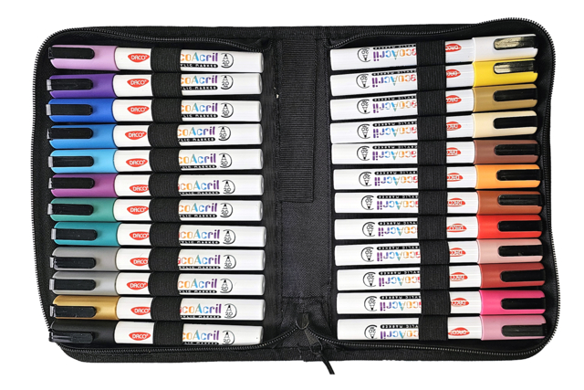 rotuladores de pintura 24 colores estuche de almacenamiento - Marqueurs peinture : l'intensité de l'acrylique au bout des doigts - 10doigts.fr