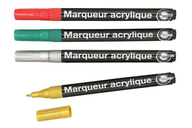 Christmas Paint Markers, Fine Tip - 4 Pieces - 1 - Paint Markers - 10doigts.com - Marqueurs peinture : l'intensité de l'acrylique au bout des doigts - 10doigts.fr