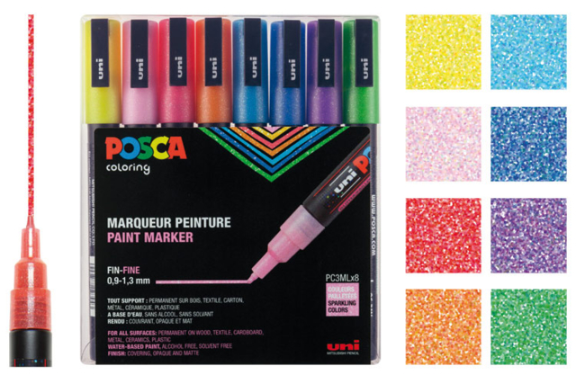 POSCA Markers - Glitter Colors - 0 - POSCA Markers - 10doigts.com - Marqueurs POSCA : la référence mondiale de la peinture nomade - 10doigts.fr