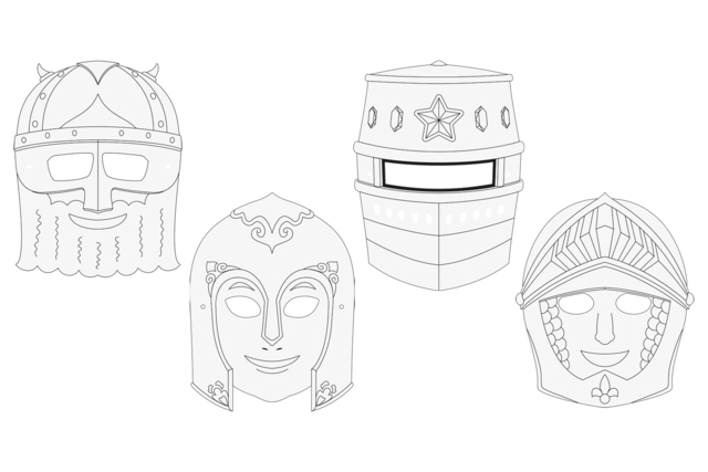 Coloring Masks Knights - 4 Designs - 3 - Creative Masks for Kids - 10doigts.com - Masques créatifs enfants - 10doigts.fr