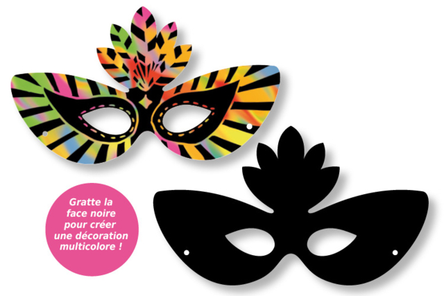 Scratching Venetian Masks - 4 Pieces - 2 - Scratch and Punch Cards - 10doigts.com - Cartes à gratter et à poinçonner : révélez votre créativité en relief - 10doigts.fr